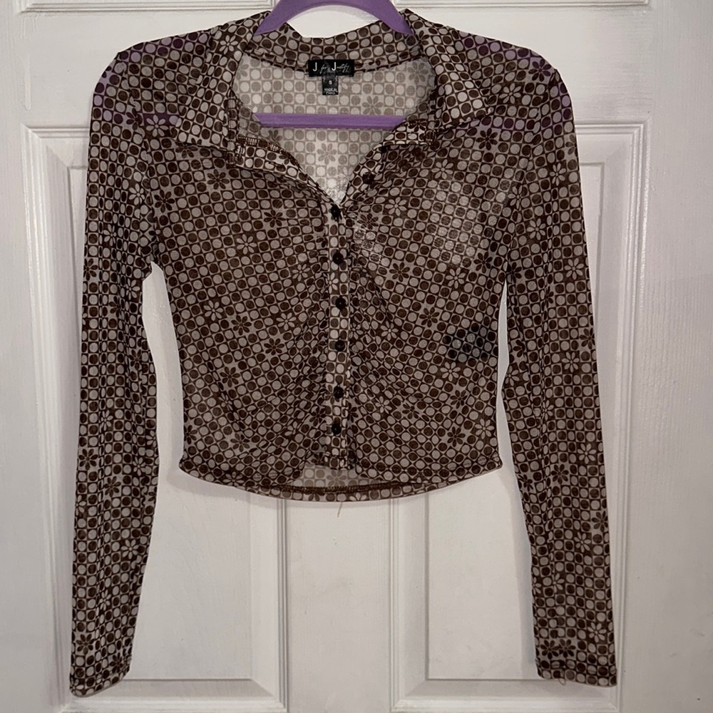 Long sleeve see-through top